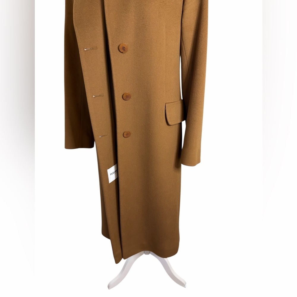 💫 FLEURETTE Mia Brown Camel Cashmere Classic Luxury Long Maxi Coat Trench Size 6 - Picture 6 of 12